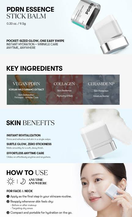 VT PDRN Essence Stick Balm | All in One Glow Balm Essence , Serum, Cream & makeup Prep all in one Swipe
★★★★★
4.8/5 (945 Reviews)