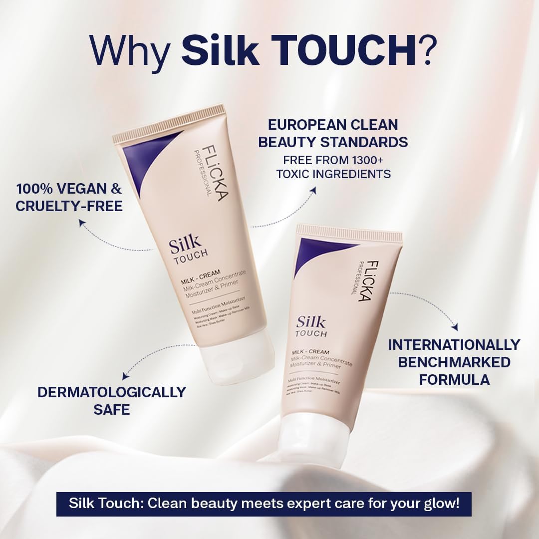 Flicka Professional Silk Touch Primer + Moistizer | Milk-Cream Concentrate for Smooth, Glowing Skin